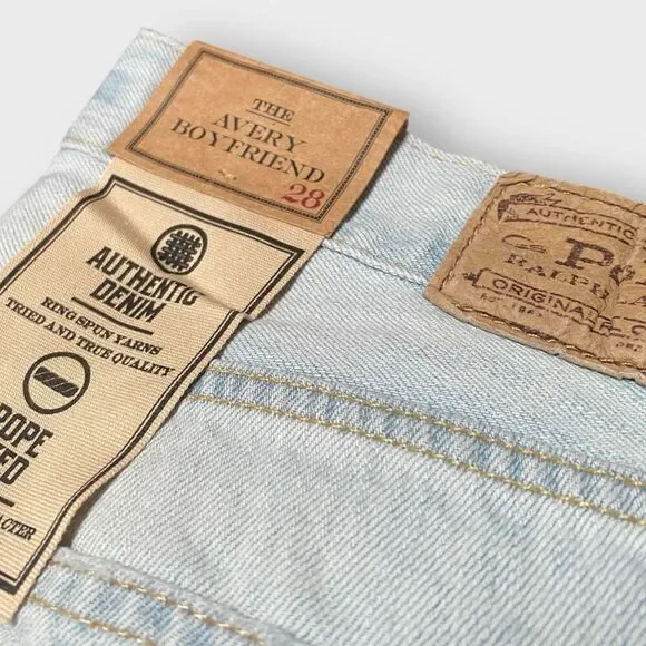 Polo Ralph Lauren Kipton Wash Patchwork Avery Boyfriend Jeans Womens size 28 New